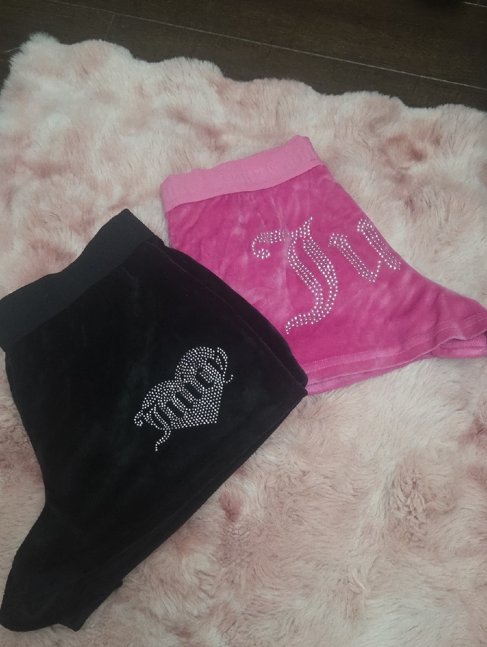 Juicy Couture Black & Hot Pink Velour Sleep Pants